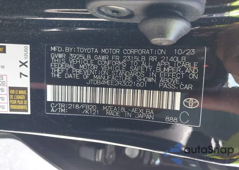 2024 Toyota Corolla Le from USA, damaged, VIN JTDB4MEE2R3021601